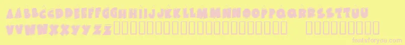 フォントKR Bad Kitty – ピンクのフォント、黄色の背景