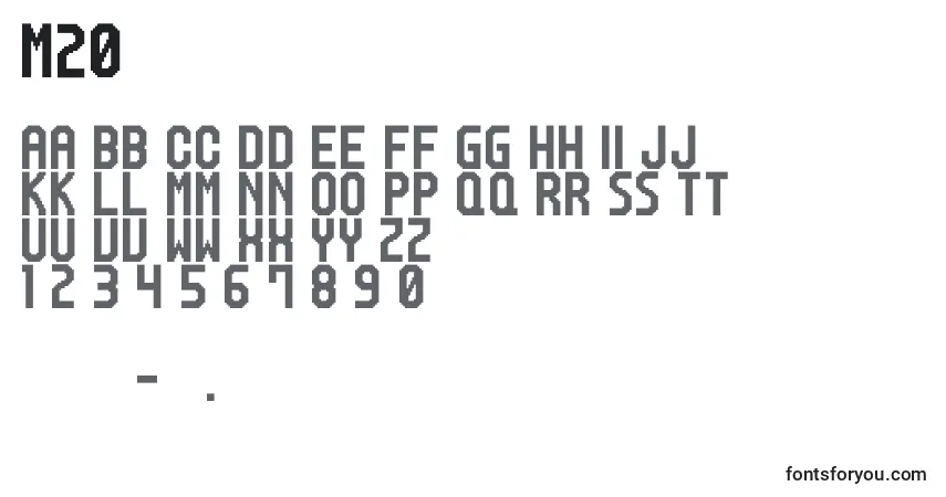 M20 Font – alphabet, numbers, special characters