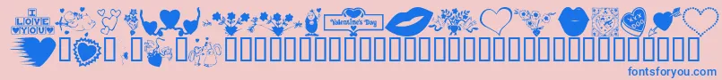 KR Be Mine More Font – Blue Fonts on Pink Background