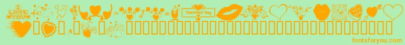 KR Be Mine More Font – Orange Fonts on Green Background
