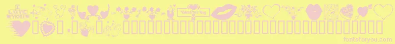 KR Be Mine More-fontti – vaaleanpunaiset fontit keltaisella taustalla