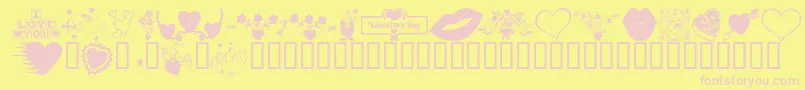 KR Be Mine More-Schriftart – Rosa Schriften auf gelbem Hintergrund