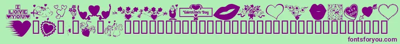 KR Be Mine More Font – Purple Fonts on Green Background