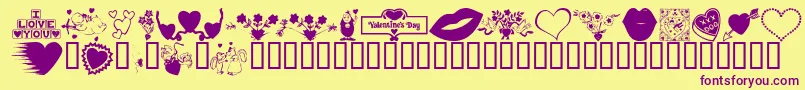 KR Be Mine More Font – Purple Fonts on Yellow Background