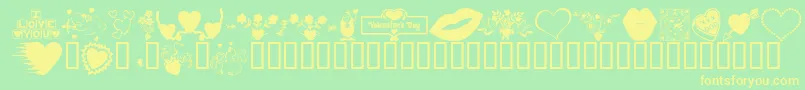 Czcionka KR Be Mine More – żółte czcionki na zielonym tle