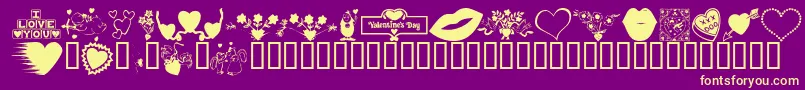 Fonte KR Be Mine More – fontes amarelas em um fundo roxo