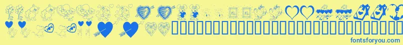 KR Be Mine Font – Blue Fonts on Yellow Background