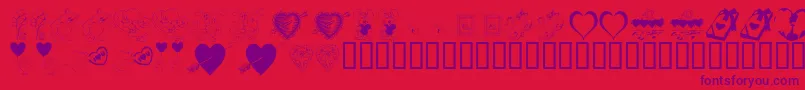 Fonte KR Be Mine – fontes roxas em um fundo vermelho