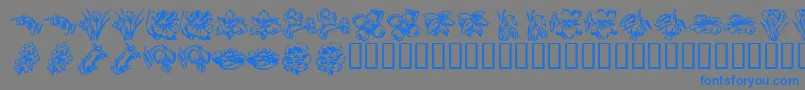 KR Beautiful Flowers 2 Font – Blue Fonts on Gray Background