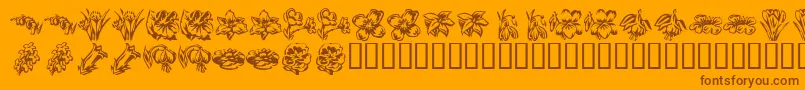 KR Beautiful Flowers 2 Font – Brown Fonts on Orange Background