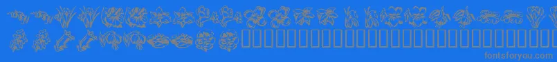 KR Beautiful Flowers 2 Font – Gray Fonts on Blue Background