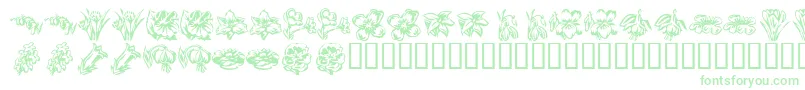 KR Beautiful Flowers 2 Font – Green Fonts on White Background