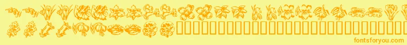 KR Beautiful Flowers 2 Font – Orange Fonts on Yellow Background