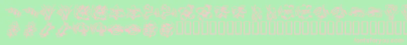 KR Beautiful Flowers 2 Font – Pink Fonts on Green Background