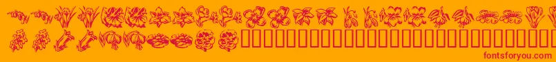 KR Beautiful Flowers 2 Font – Red Fonts on Orange Background