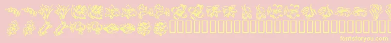 KR Beautiful Flowers 2-Schriftart – Gelbe Schriften auf rosa Hintergrund