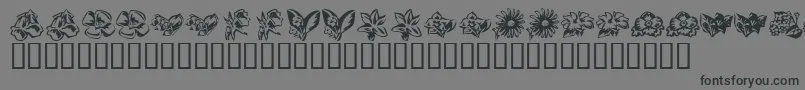 KR Beautiful Flowers 3 Font – Black Fonts on Gray Background