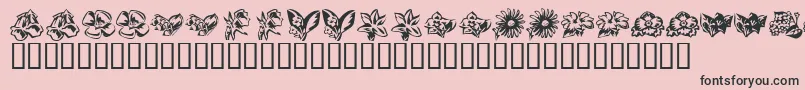 フォントKR Beautiful Flowers 3 – ピンクの背景に黒い文字