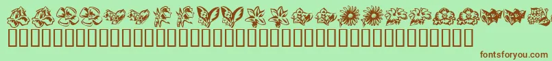 KR Beautiful Flowers 3 Font – Brown Fonts on Green Background