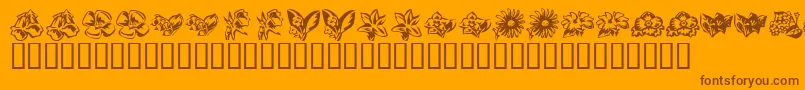 KR Beautiful Flowers 3 Font – Brown Fonts on Orange Background