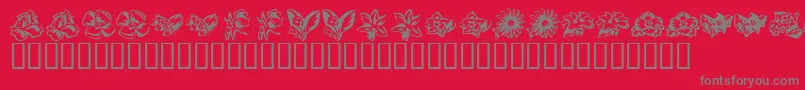 フォントKR Beautiful Flowers 3 – 赤い背景に灰色の文字