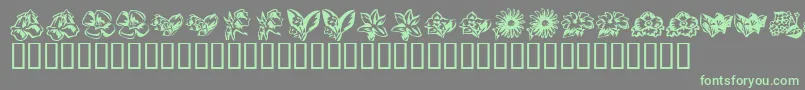 KR Beautiful Flowers 3 Font – Green Fonts on Gray Background