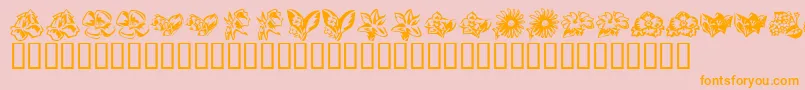 KR Beautiful Flowers 3-Schriftart – Orangefarbene Schriften auf rosa Hintergrund