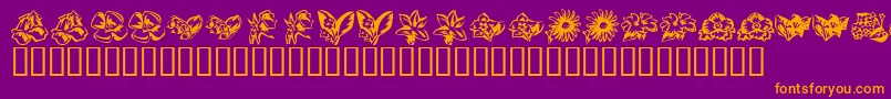 KR Beautiful Flowers 3 Font – Orange Fonts on Purple Background