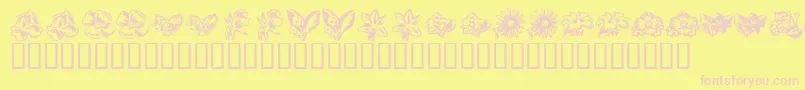 KR Beautiful Flowers 3 Font – Pink Fonts on Yellow Background