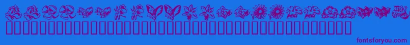 KR Beautiful Flowers 3 Font – Purple Fonts on Blue Background