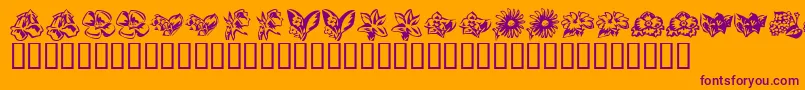 KR Beautiful Flowers 3 Font – Purple Fonts on Orange Background