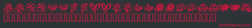 KR Beautiful Flowers 3 Font – Red Fonts on Black Background