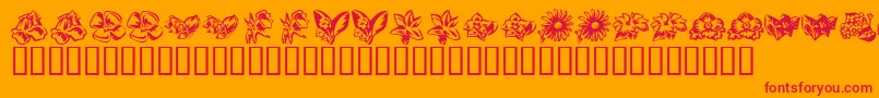 KR Beautiful Flowers 3-Schriftart – Rote Schriften auf orangefarbenem Hintergrund