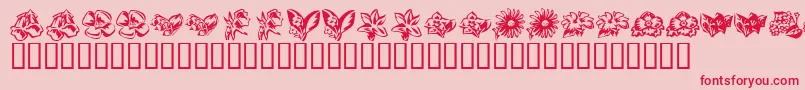 フォントKR Beautiful Flowers 3 – ピンクの背景に赤い文字