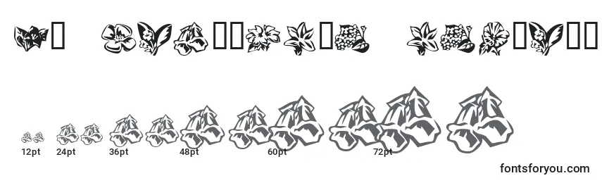 KR Beautiful Flowers 3 Font Sizes