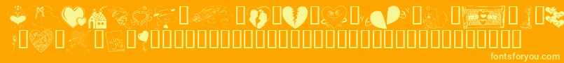 KR Belated Valentine-fontti – keltaiset fontit oranssilla taustalla