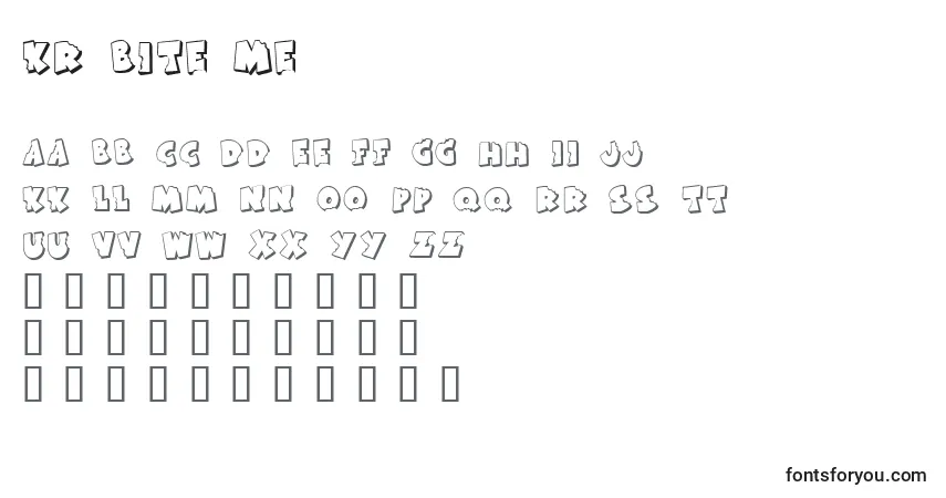 Schriftart KR Bite Me – Alphabet, Zahlen, spezielle Symbole