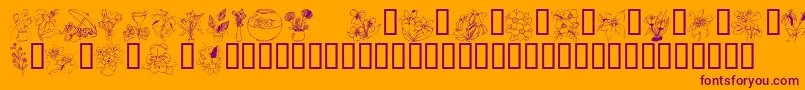 KR Bloom Bonanza-Schriftart – Violette Schriften auf orangefarbenem Hintergrund