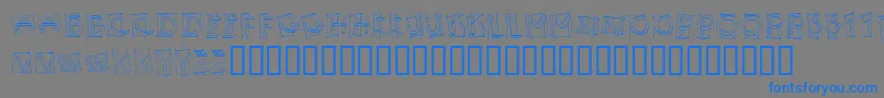 フォントKR Boxy – 灰色の背景に青い文字