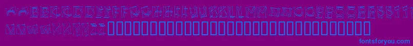 KR Boxy-fontti – siniset fontit violetilla taustalla