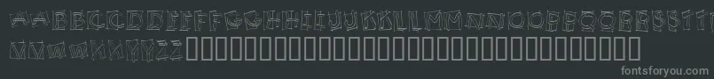 KR Boxy-fontti – harmaat kirjasimet mustalla taustalla
