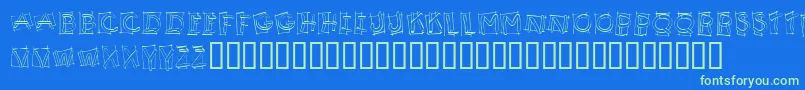 KR Boxy-fontti – vihreät fontit sinisellä taustalla
