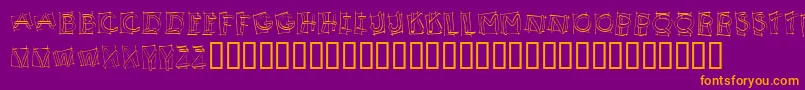 フォントKR Boxy – 紫色の背景にオレンジのフォント