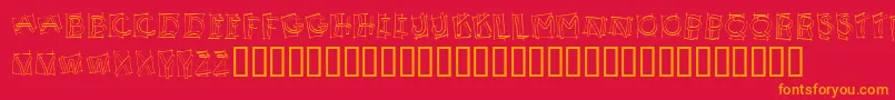 フォントKR Boxy – 赤い背景にオレンジの文字