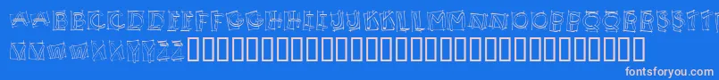 フォントKR Boxy – ピンクの文字、青い背景