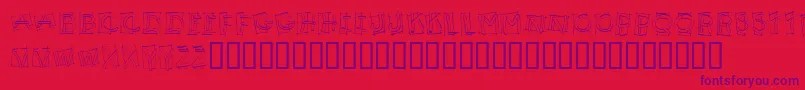 KR Boxy-Schriftart – Violette Schriften auf rotem Hintergrund