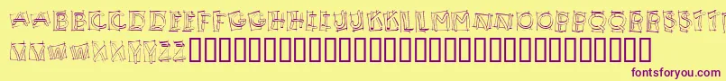 KR Boxy-fontti – violetit fontit keltaisella taustalla