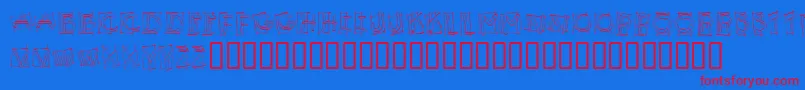 KR Boxy-Schriftart – Rote Schriften auf blauem Hintergrund
