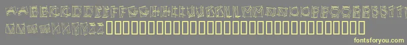 フォントKR Boxy – 黄色のフォント、灰色の背景