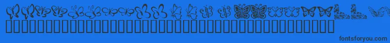 Weitere Informationen zur KR Butterflies-Schriftart KR Butterflies-Schriftart – Schwarze Schriften auf blauem Hintergrund